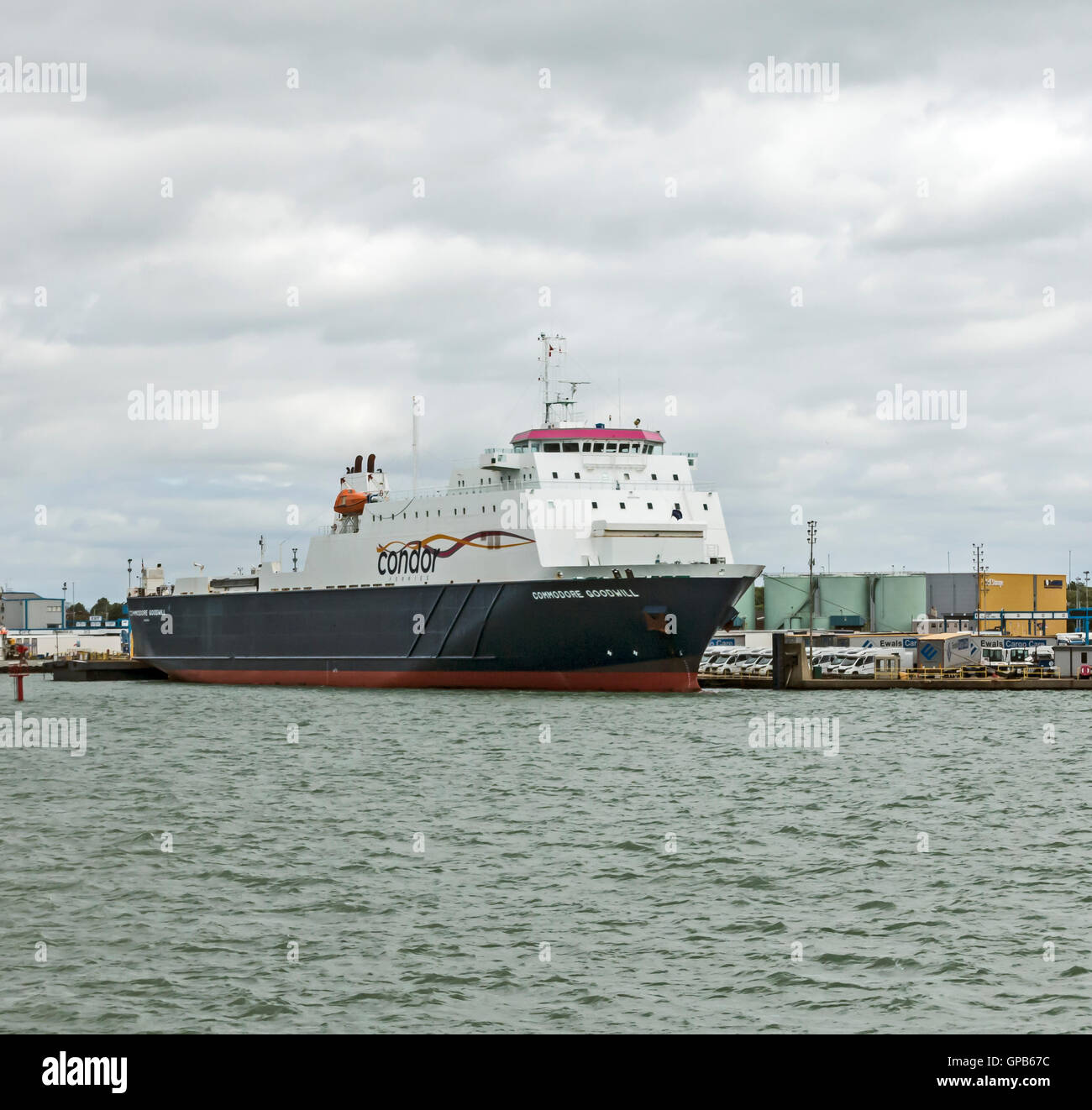 Condor Ferries Commodore Goodwill moored in Portsmouth harbour Portsmouth England Stock Photo