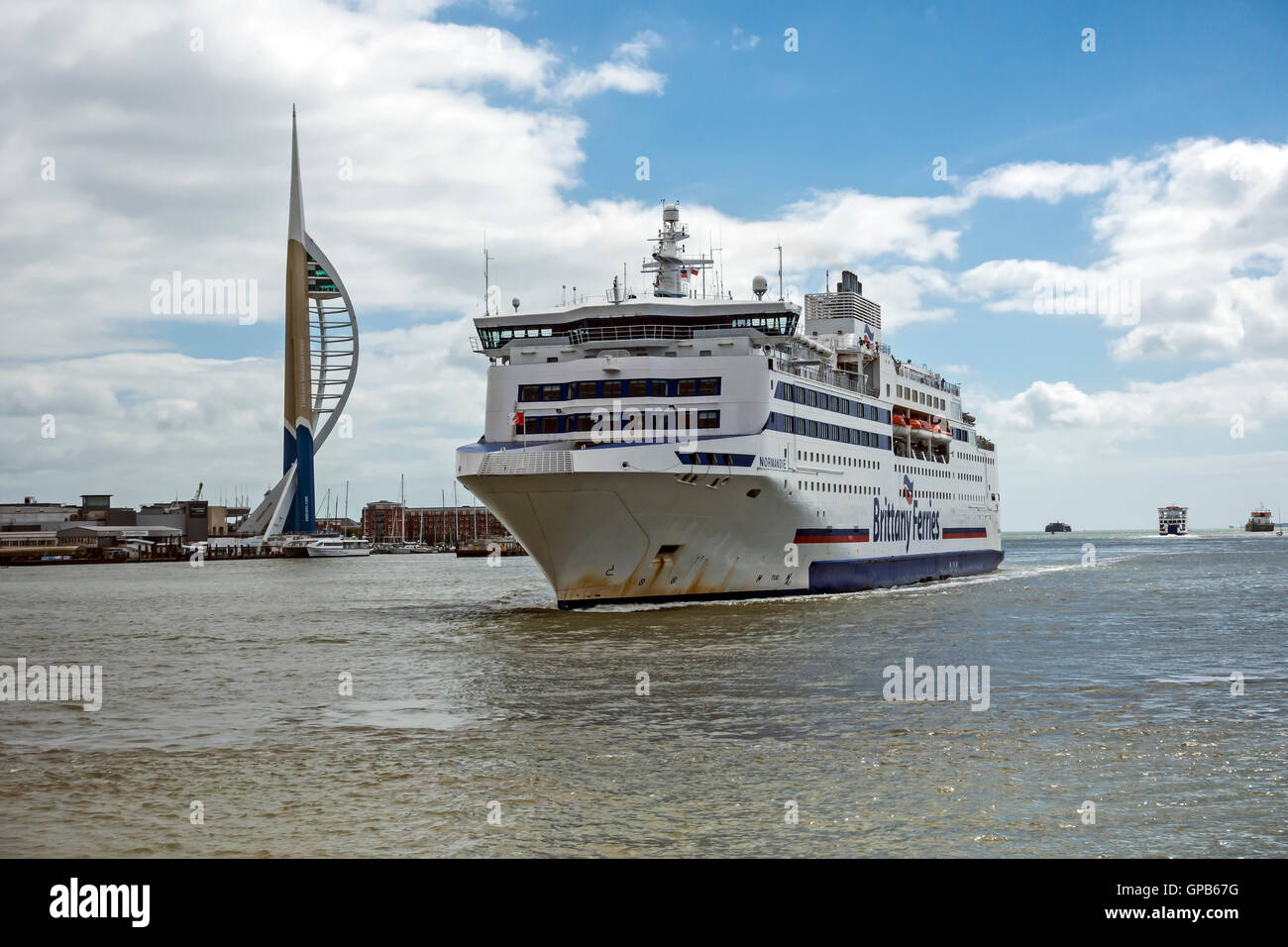 Brittanny Ferries car and passenger ferry Normandie arriving at Portsmouth harbour Portsmouth England Stock Photo