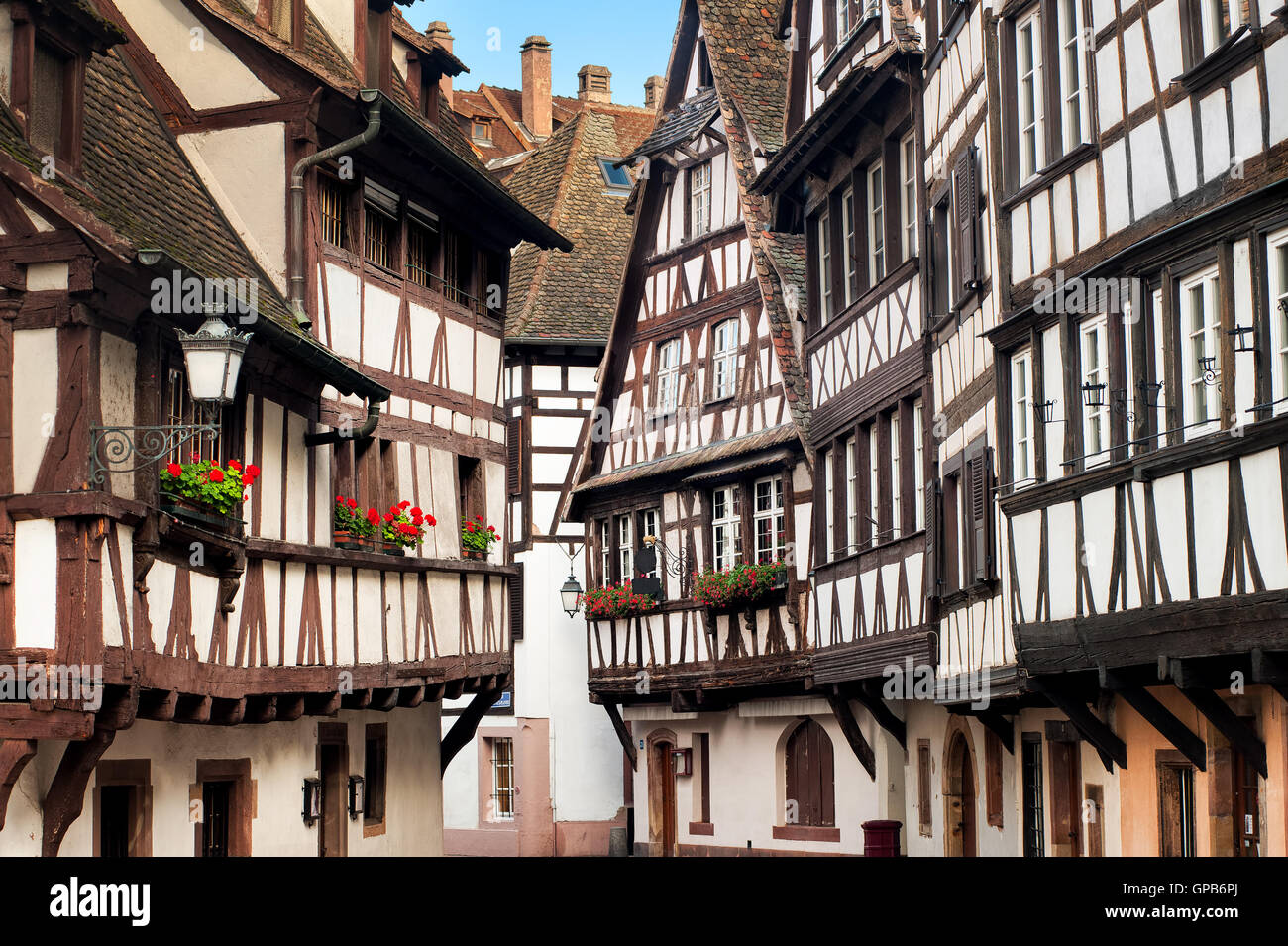 Traditional half-timbered houses in the old town of Strasbourg, Alsace, France Stock Photo