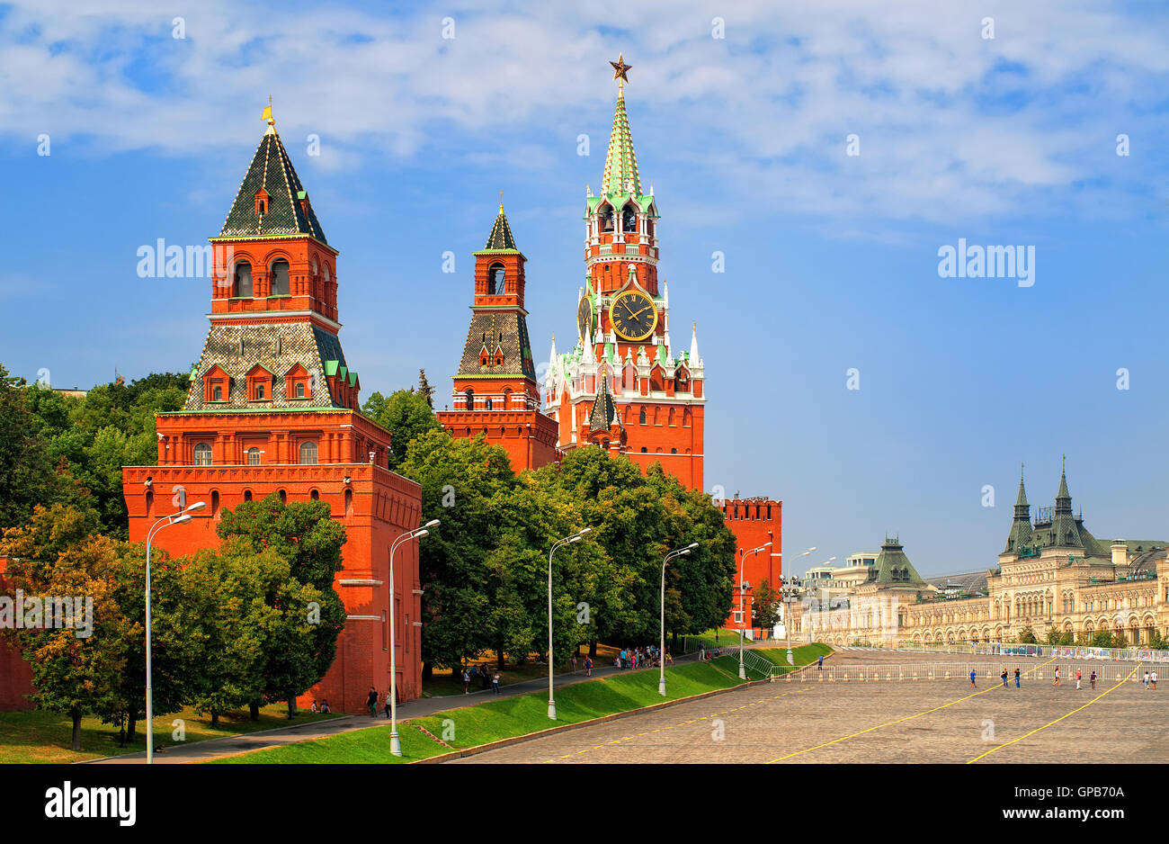 Red square and Moscow Kremlin towers, Moscow, Russian Federation Stock Photo