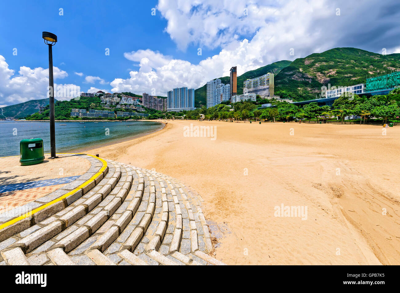 View of Repulse Bay beach in south Hong Kong island, China. The Repulse Bay area is one of the most expensive housing areas. Stock Photo