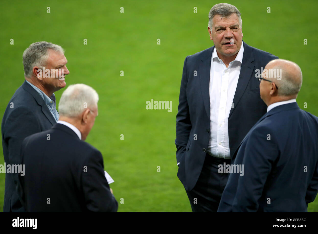 England Manager Sam Allardyce (right) during a walkaround at the City Arena, Trnava. PRESS ASSOCIATION Photo. Picture date: Saturday September 3, 2016. See PA story SOCCER England. Photo credit should read: Nick Potts/PA Wire. Stock Photo