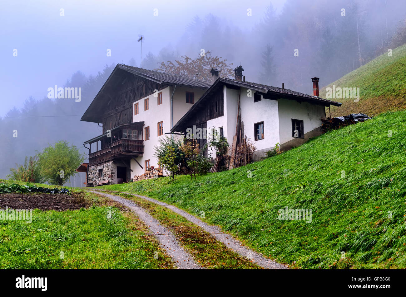Traditional wooden house in Tyrol, Austria Stock Photo