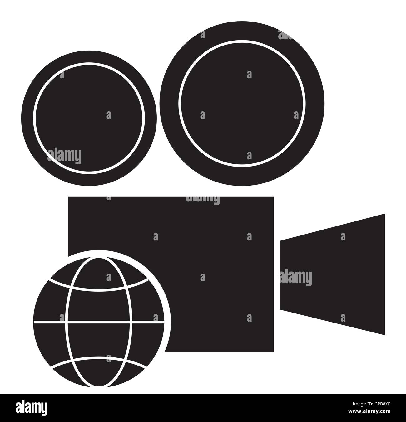 film projector and earth globe diagram icon Stock Vector Image & Art