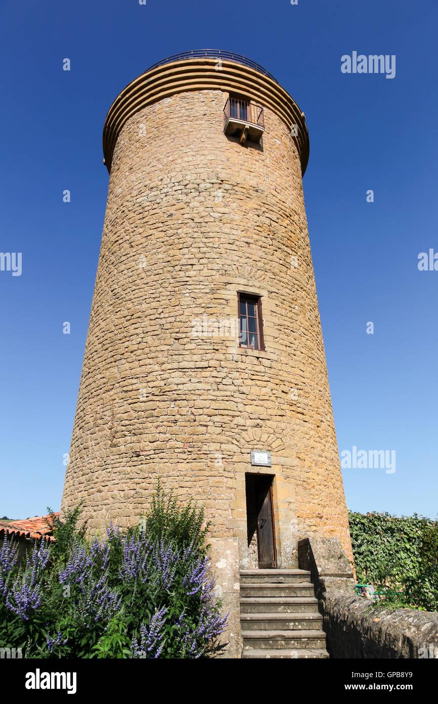 Tower in the village of Oingt in Beaujolais, France Stock Photo