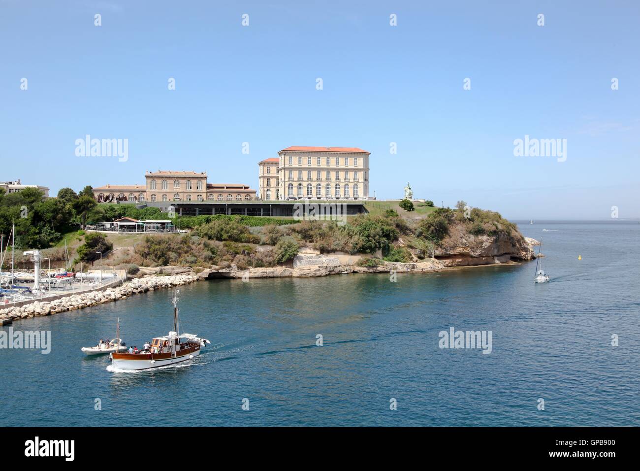 View of Palace du Pharo from Fort Saint-Jean in Marseille, France Stock Photo