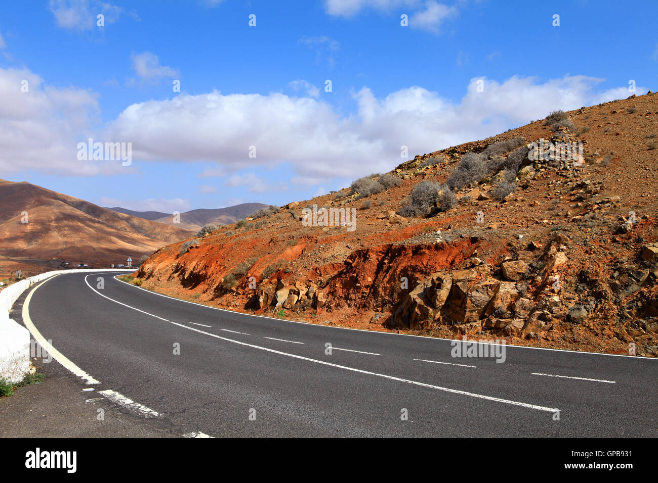 Road in Fuerteventura.Canary Islands,Spain. Stock Photo