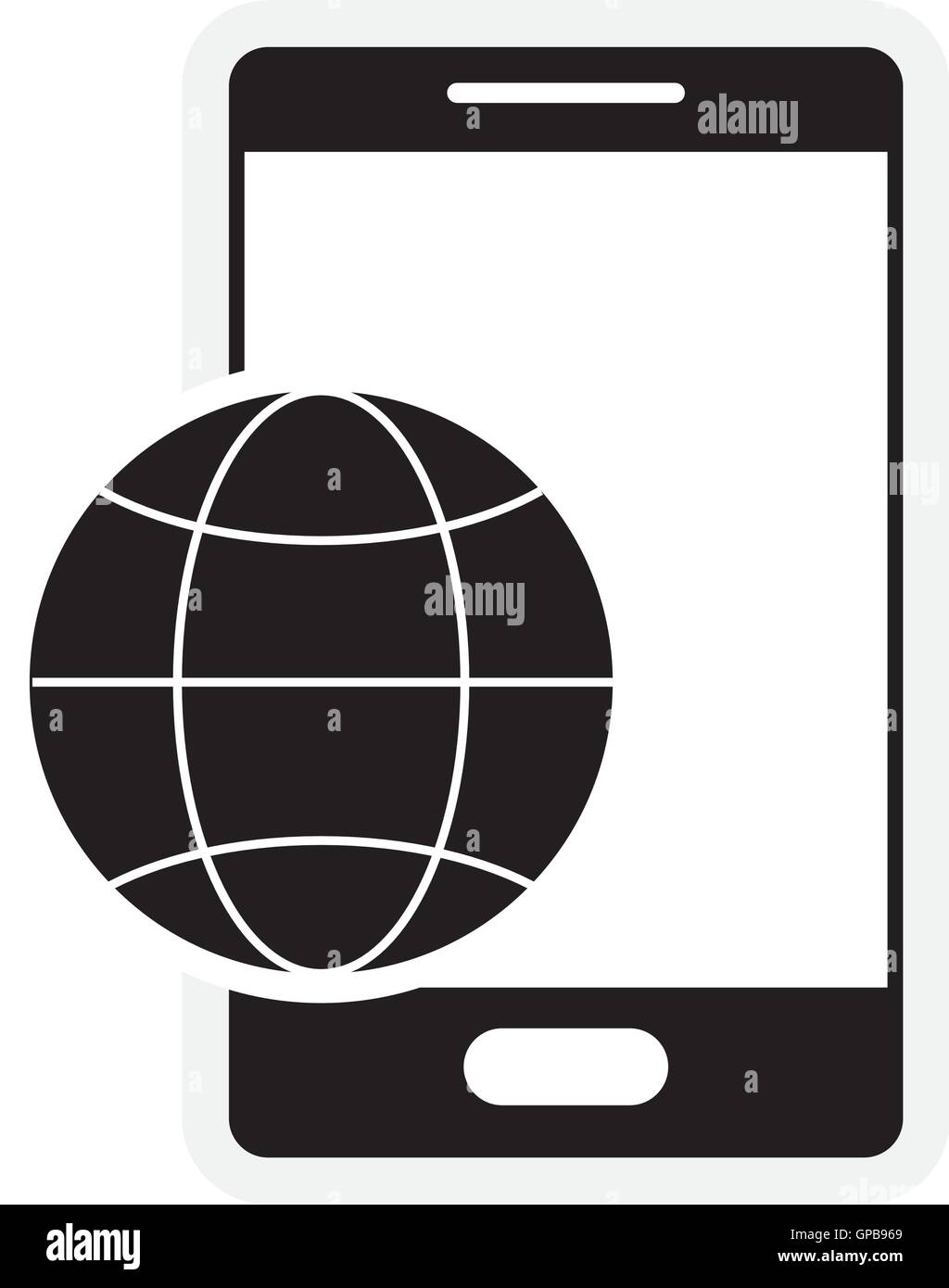 earth globe diagram and cellphone icon Stock Vector Image & Art - Alamy