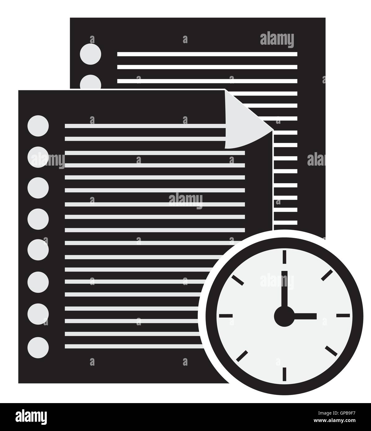 Notepad and pen clock Stock Vector Images - Alamy