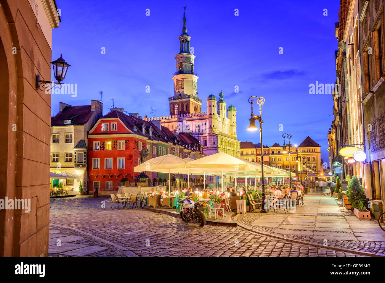 Main square of the old town of Poznan, Poland on a summer day evening. Stock Photo
