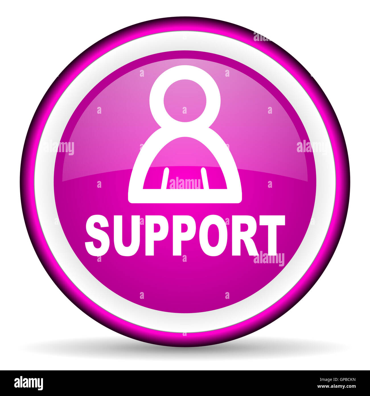 support violet glossy icon on white background Stock Photo - Alamy