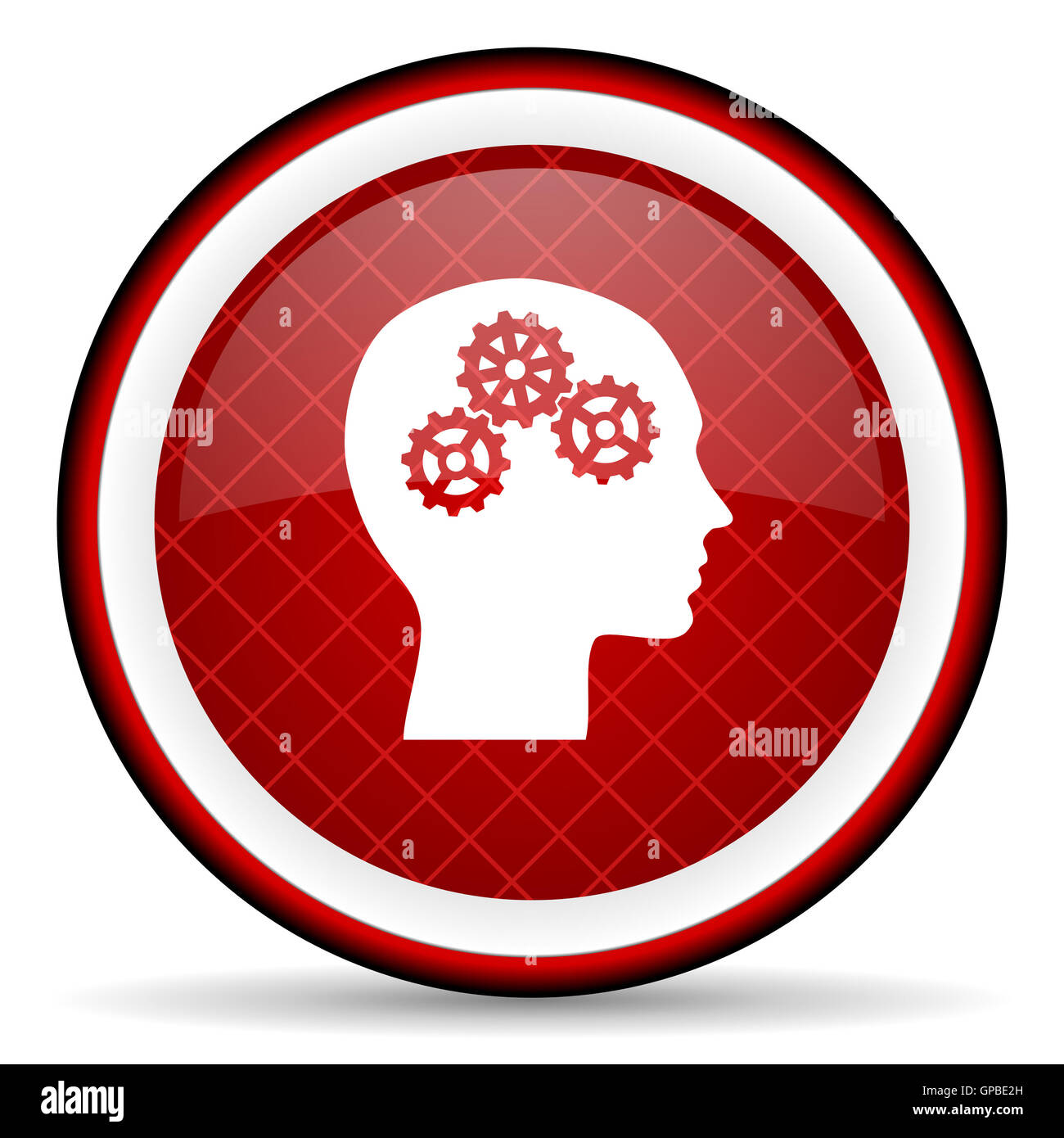 stop red glossy icon on white background Stock Photo Alamy