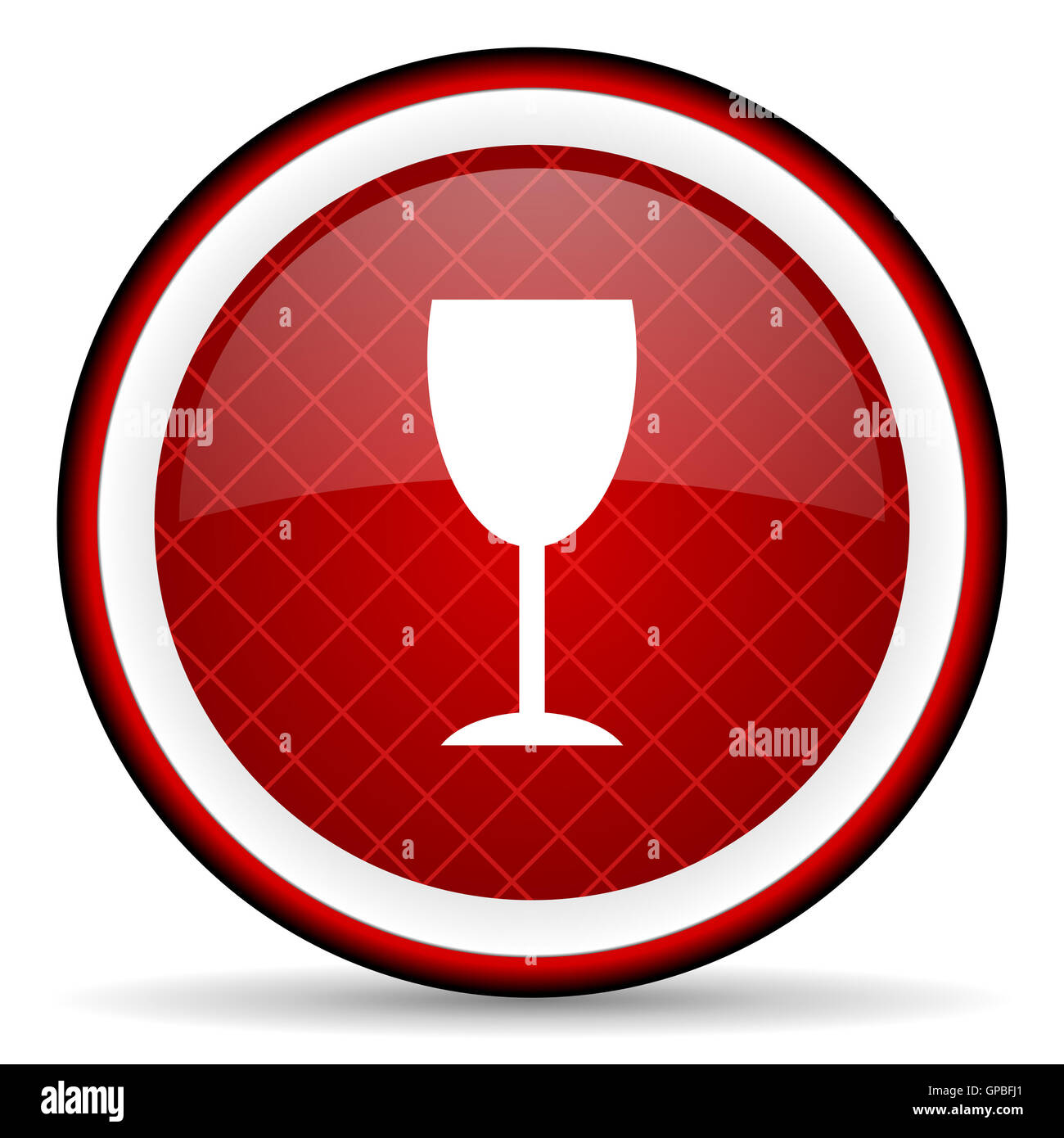 glass red glossy icon on white background Stock Photo