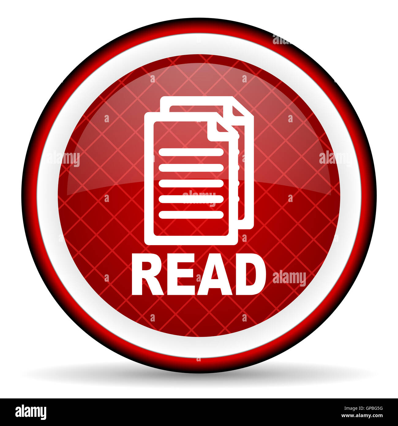 read red glossy icon on white background Stock Photo - Alamy