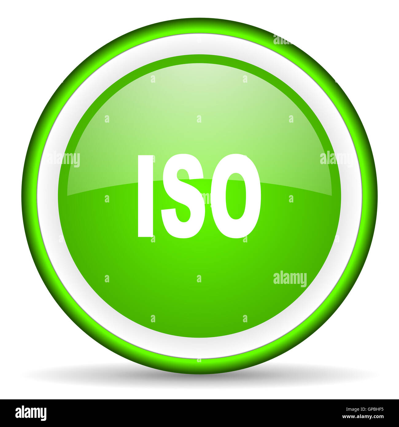 iso green glossy icon on white background Stock Photo - Alamy