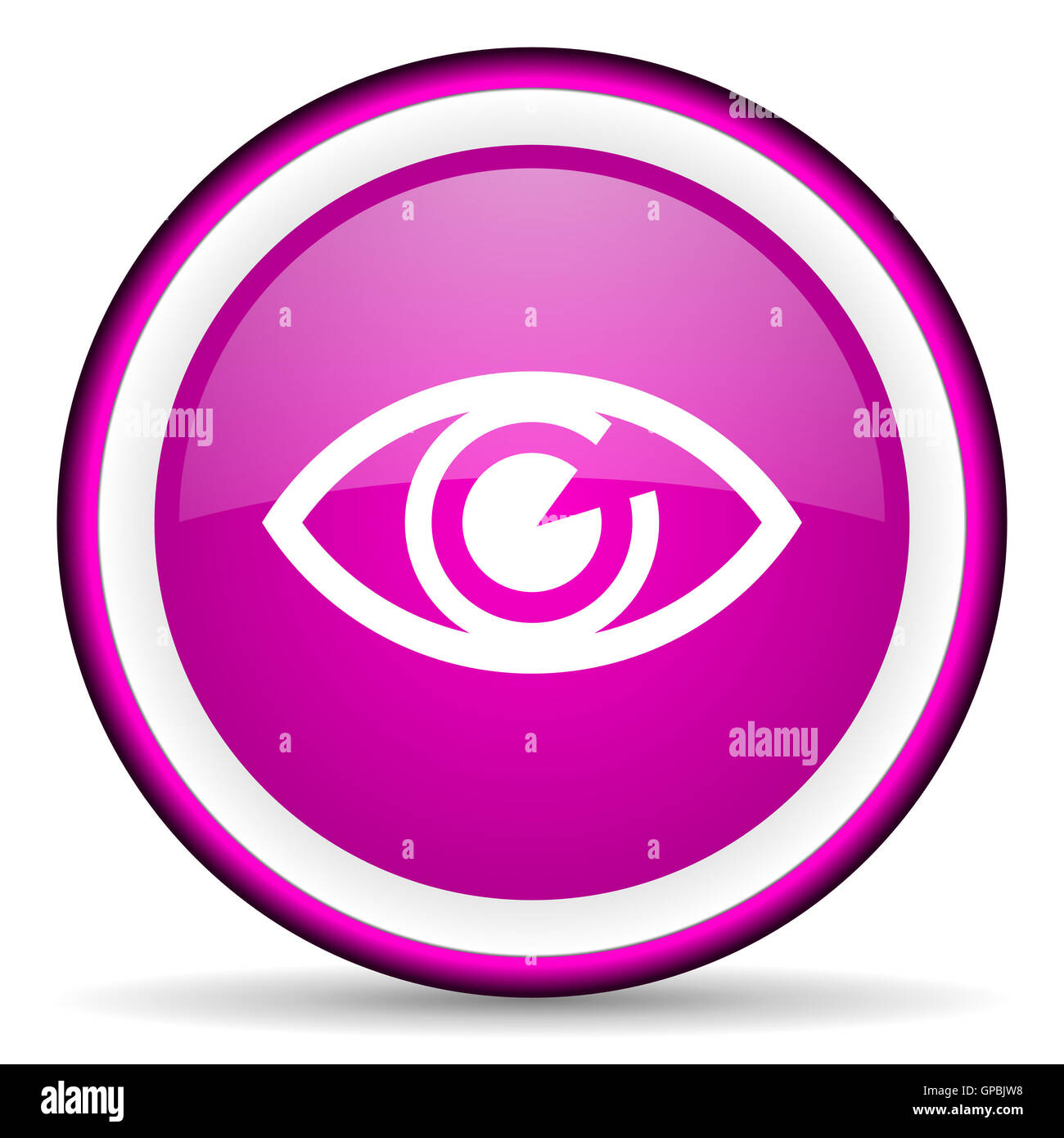 eye violet glossy icon on white background Stock Photo - Alamy