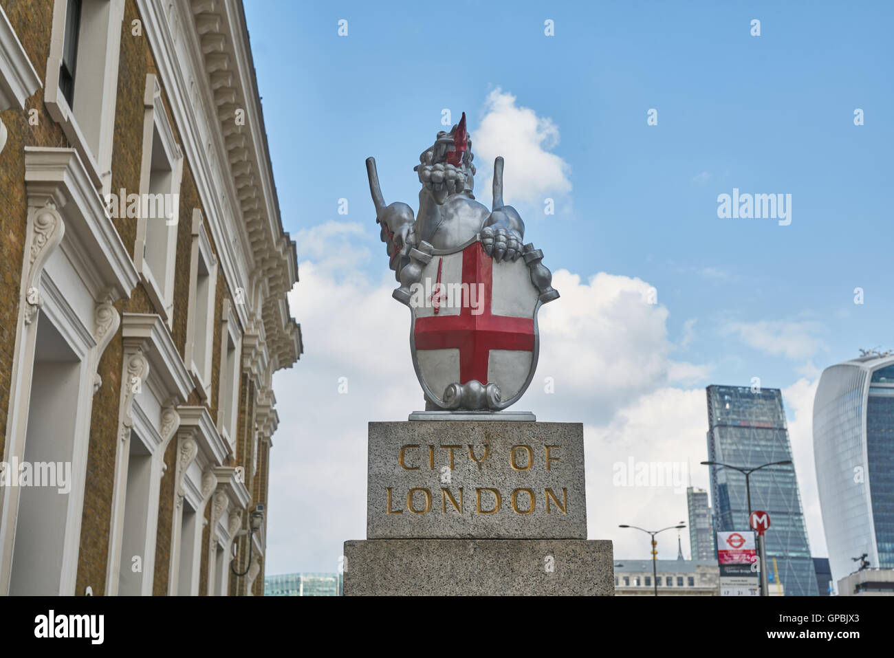 The City of London,  dragon symbol of city of London, Stock Photo