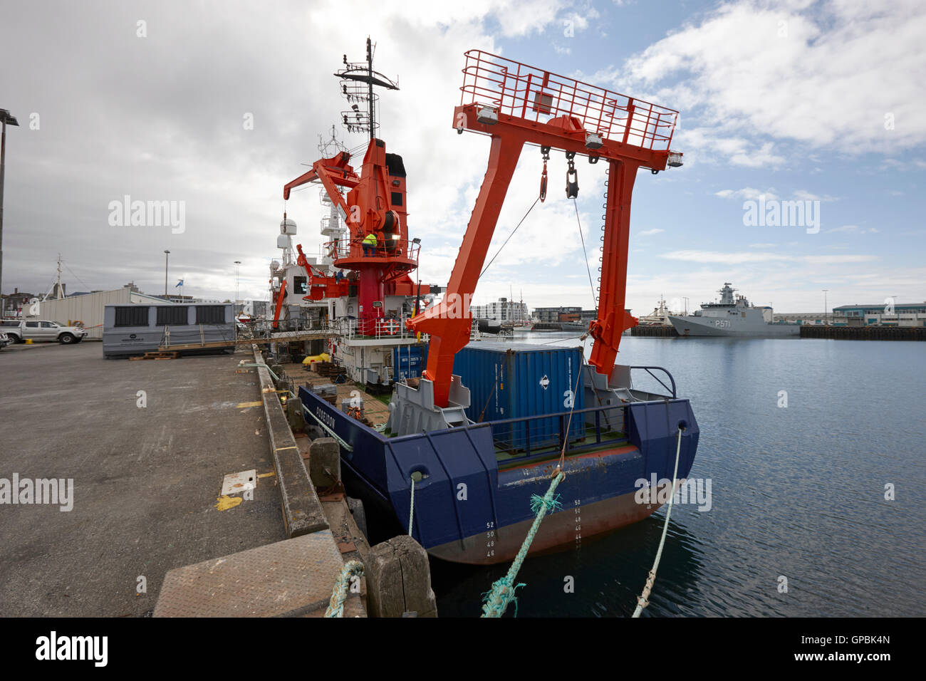 Research survey vessel RV poseidon reykjavik harbour Iceland Stock Photo