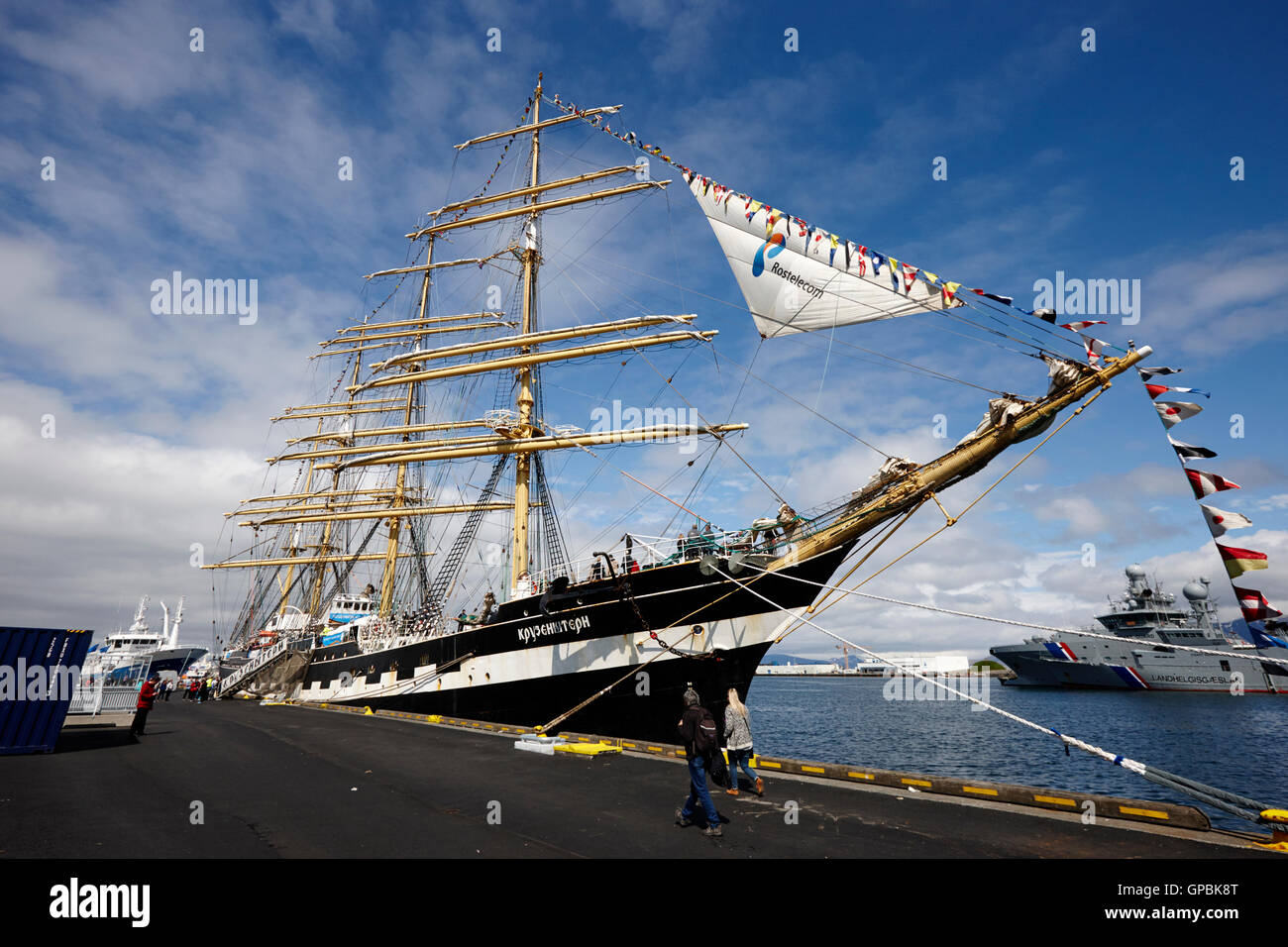 russian sailing ship kruzenshtern berthed in reykjavik Iceland Stock Photo