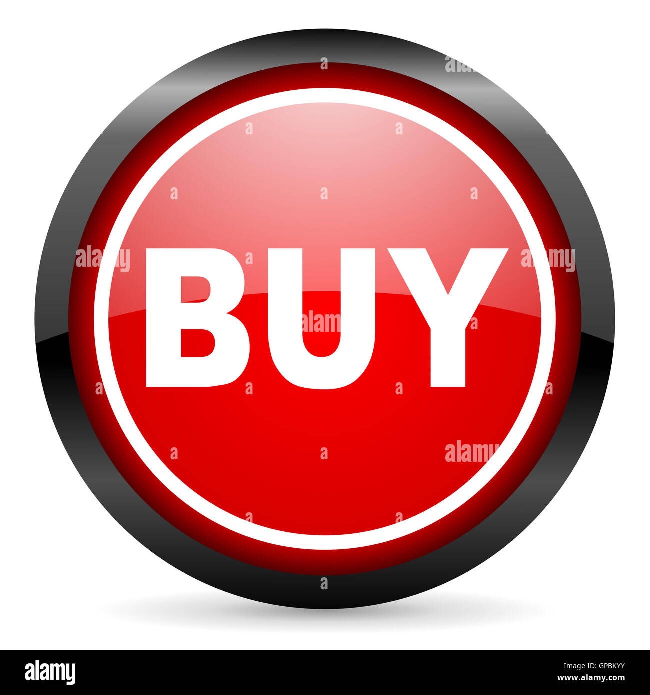 buy round red glossy icon on white background Stock Photo - Alamy