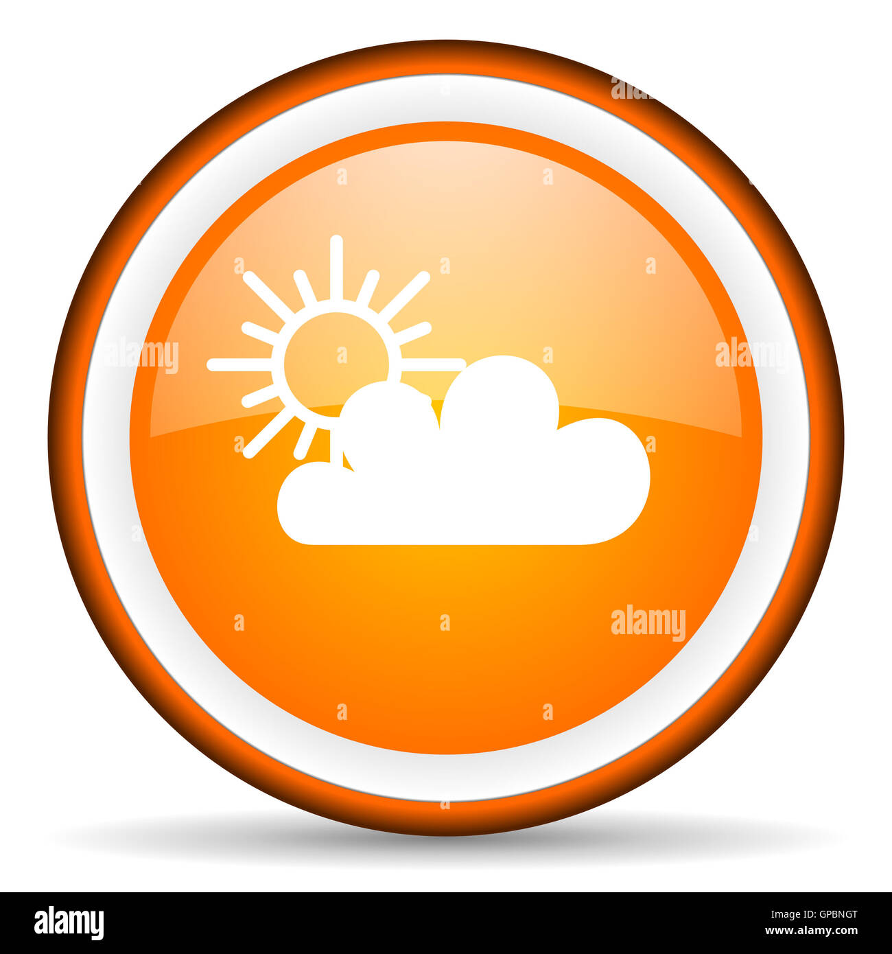 weather orange glossy circle icon on white background Stock Photo