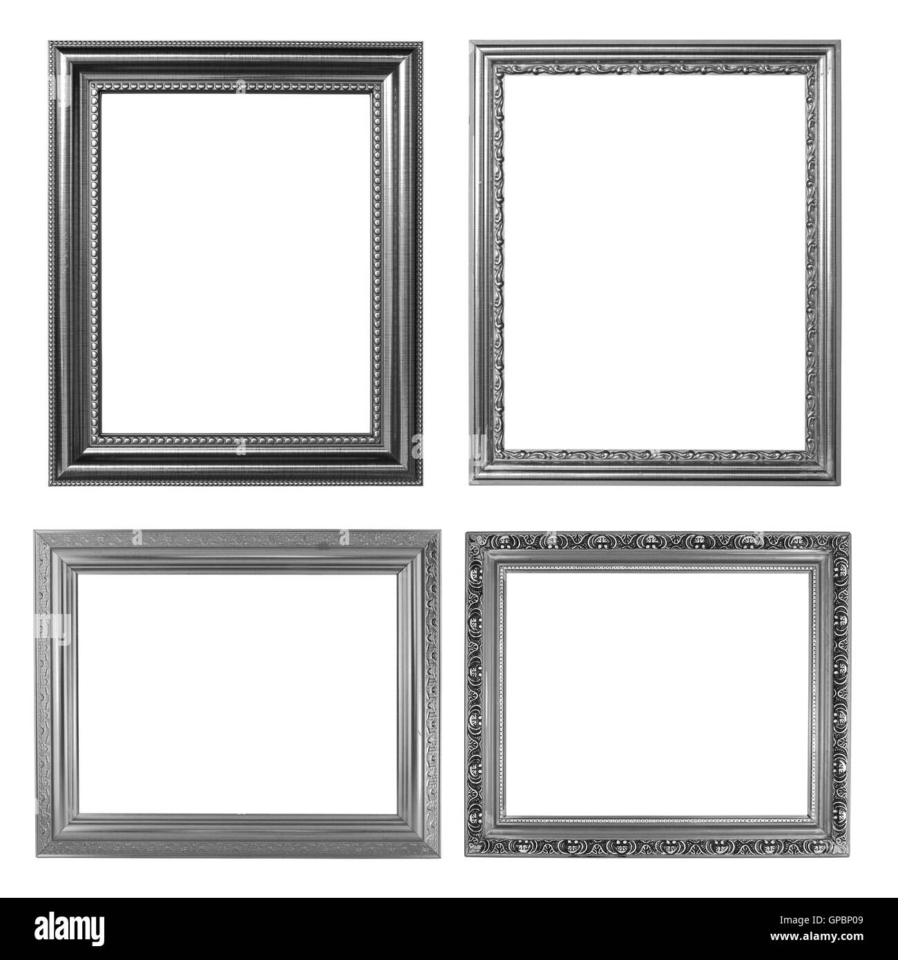 4 silver frame on white background Stock Photo Alamy