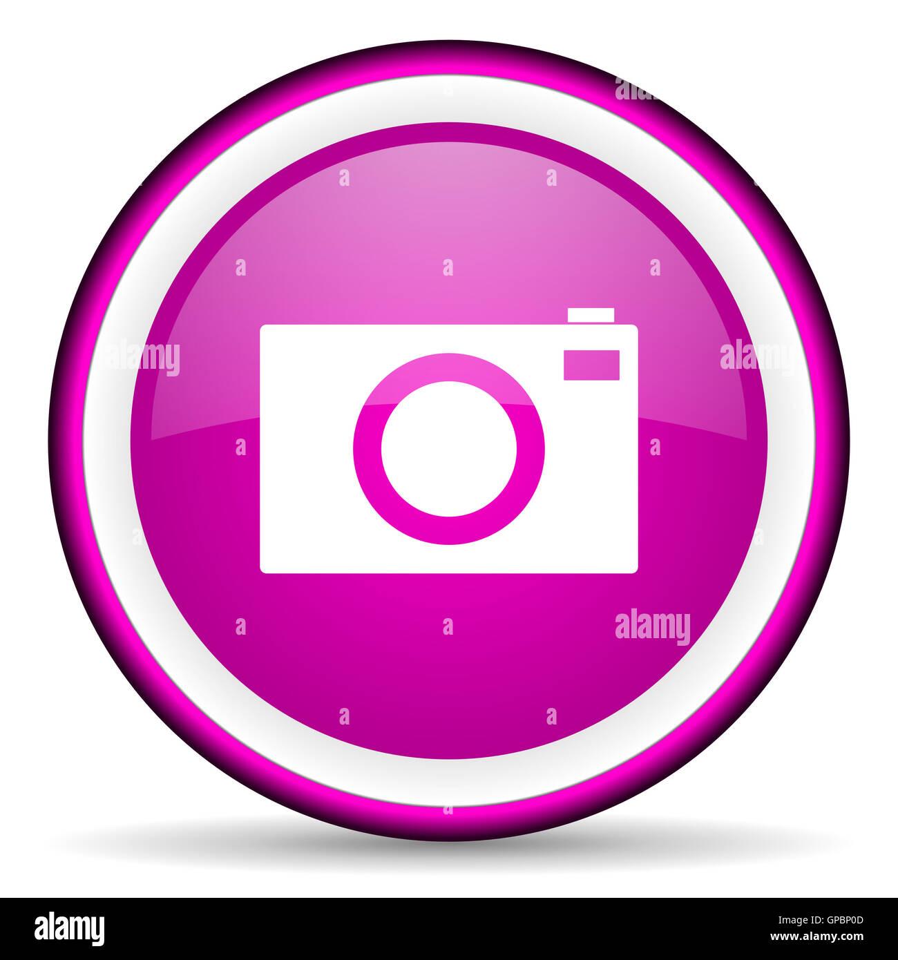 camera violet glossy icon on white background Stock Photo - Alamy