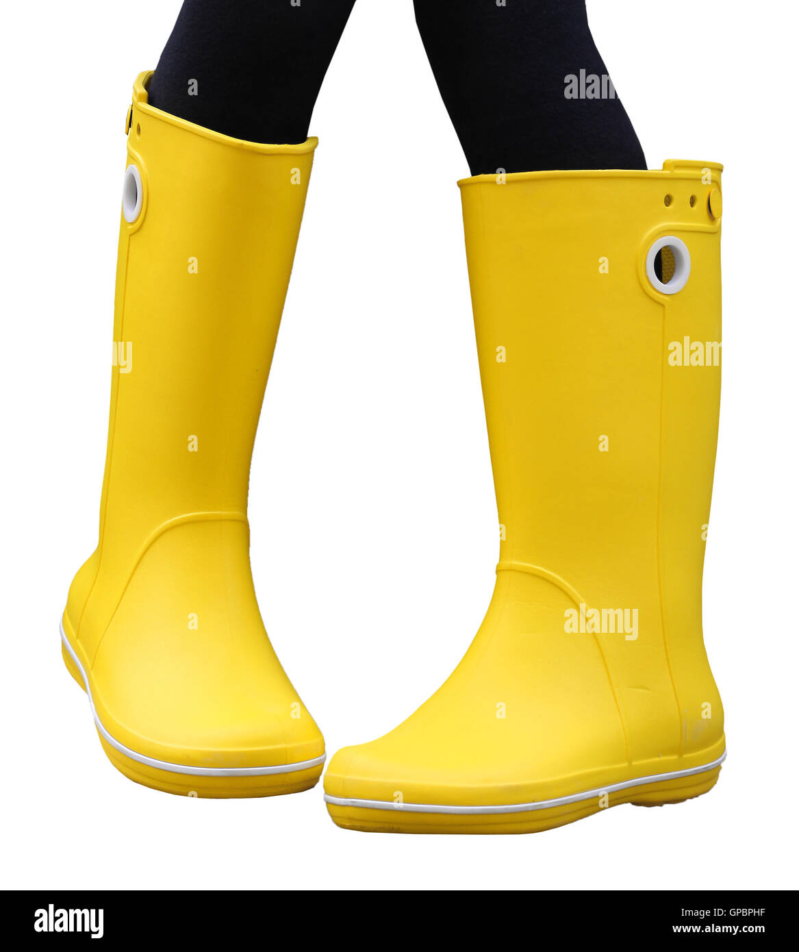 Yellow rubber boots Stock Photo