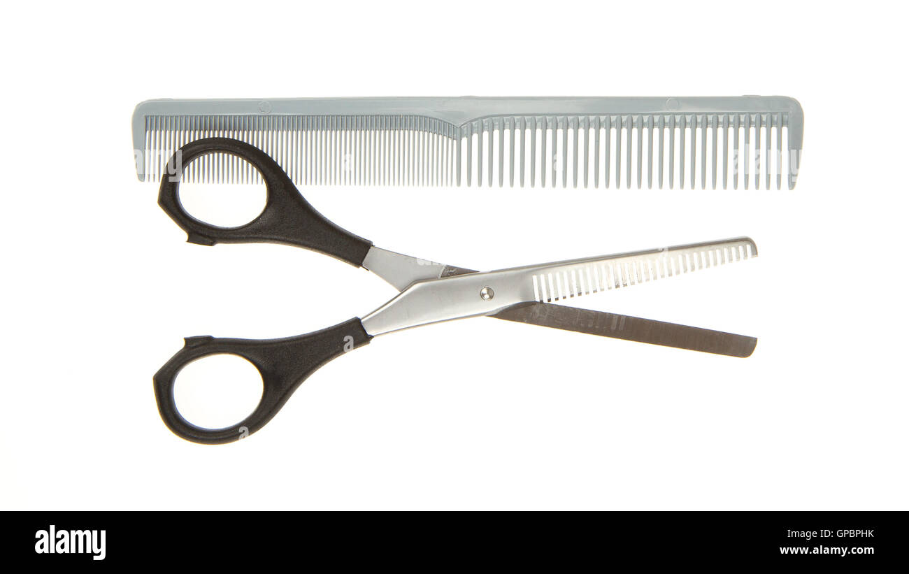 Hair cutting shears and comb Stock Photo Alamy