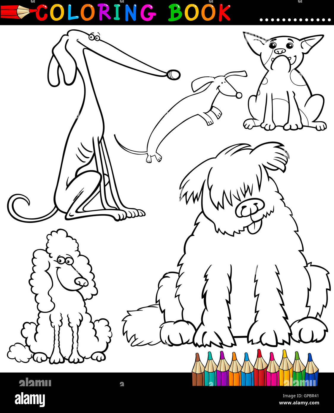 Cartoon Dogs or Puppies for Coloring Book Stock Photo - Alamy