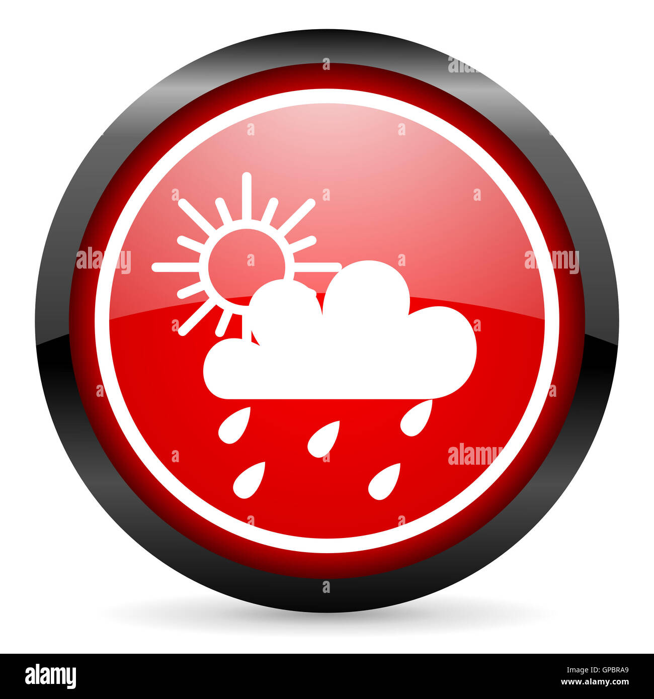 weather round red glossy icon on white background Stock Photo - Alamy