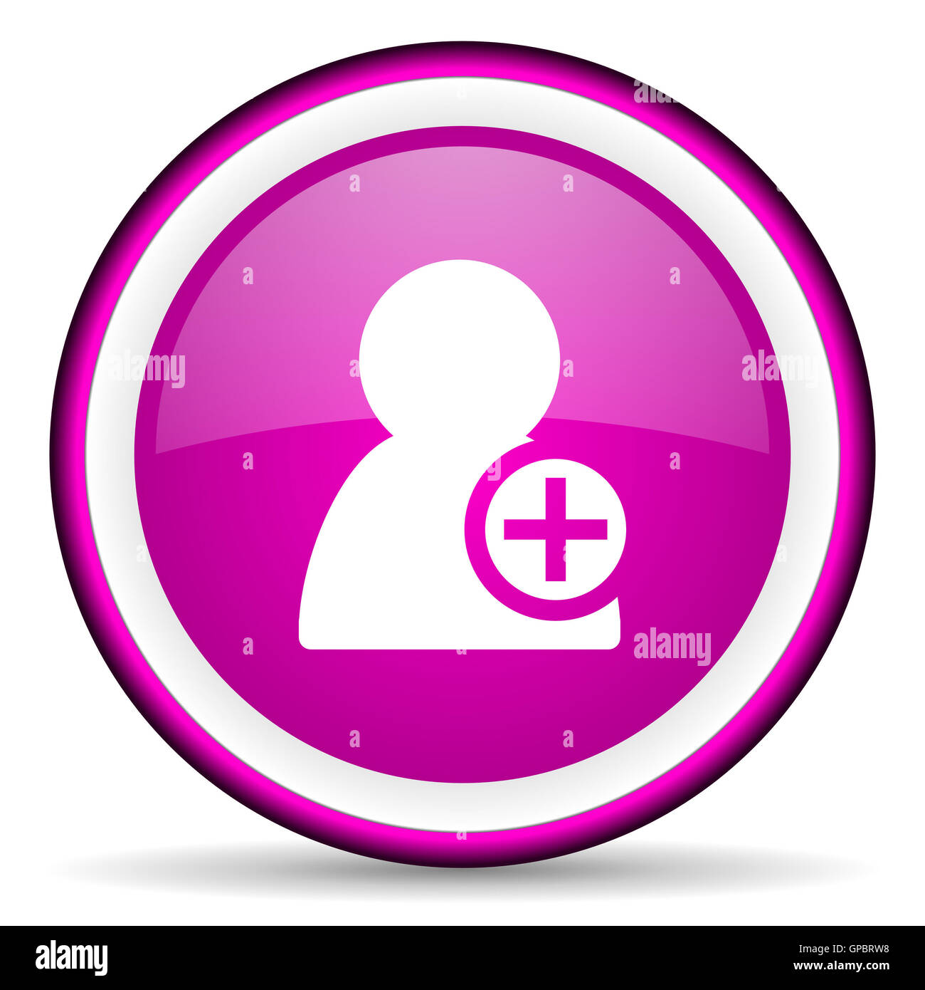 add contact violet glossy icon on white background Stock Photo - Alamy