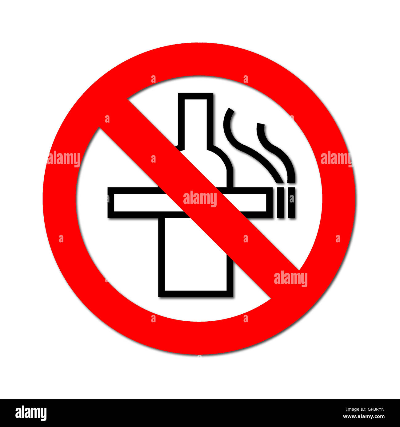 no tobacco and alcohol no smoking and no alcohol sign on white background Stock Photo