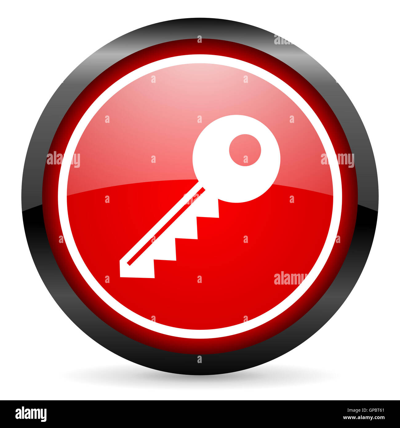 key round red glossy icon on white background Stock Photo - Alamy