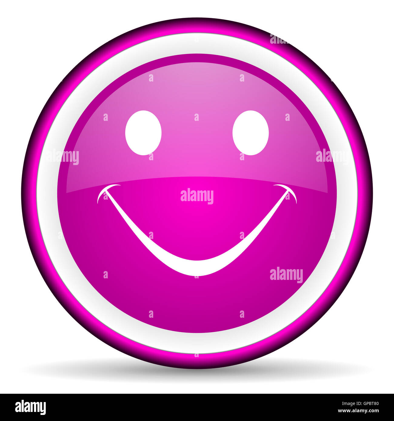 smile violet glossy icon on white background Stock Photo - Alamy