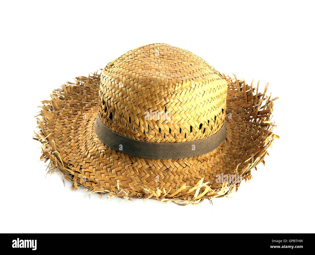 Straw hat on white background Stock Photo - Alamy