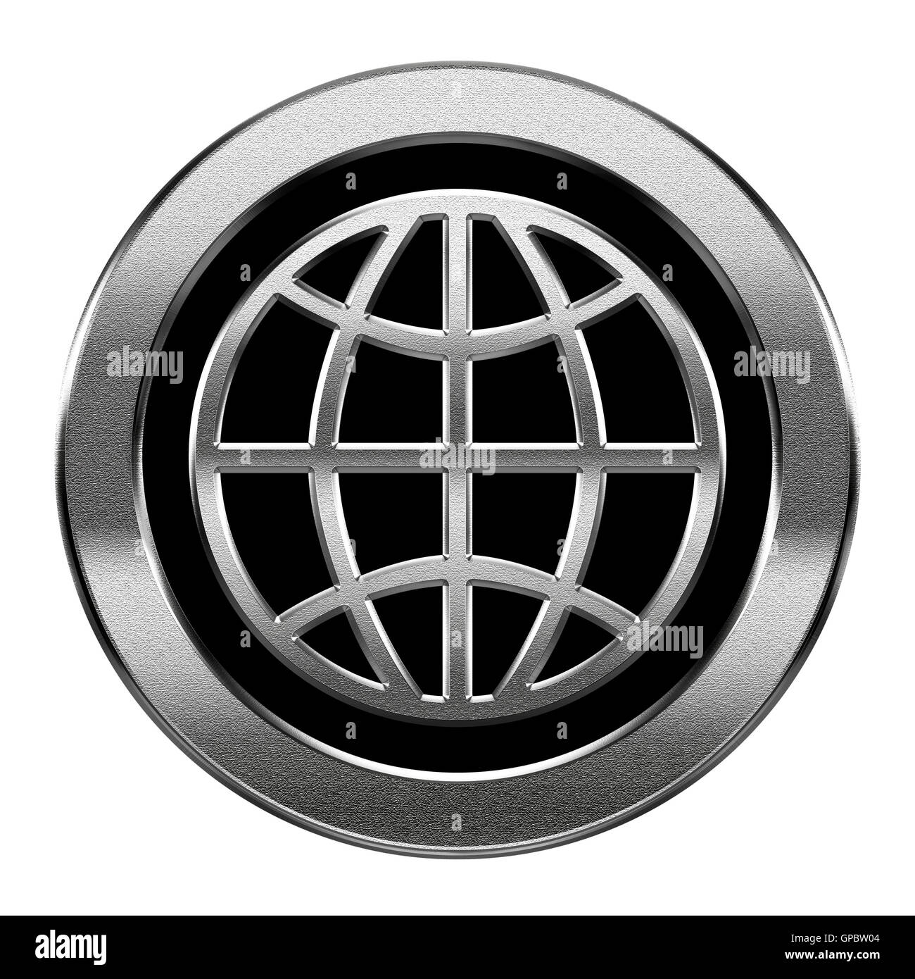 Globe icon silver, isolated on white background Stock Photo - Alamy