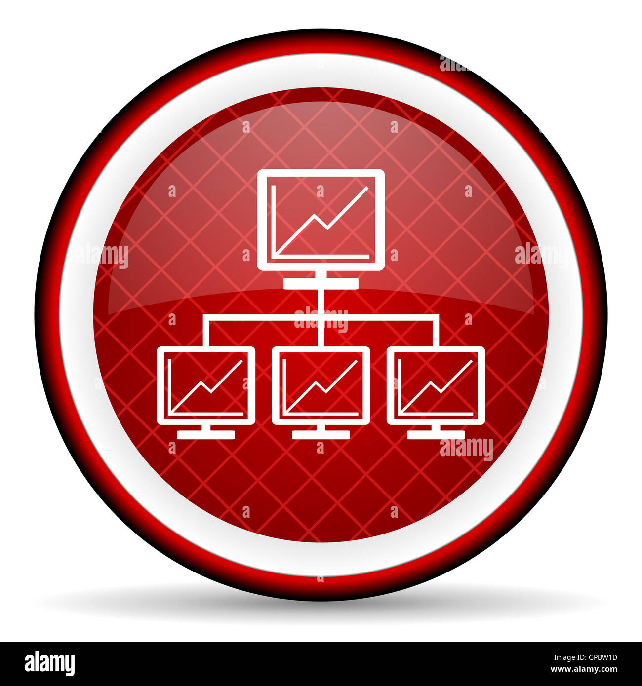 network red glossy icon on white background Stock Photo - Alamy