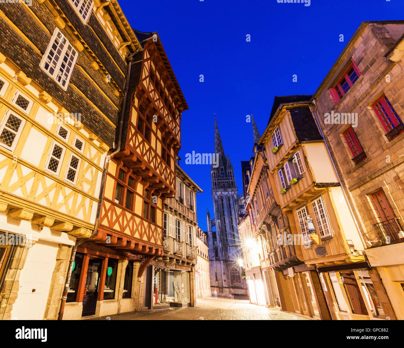 Quimper Cathedral Night Quimper Brittany High Resolution Stock Photography And Images Alamy