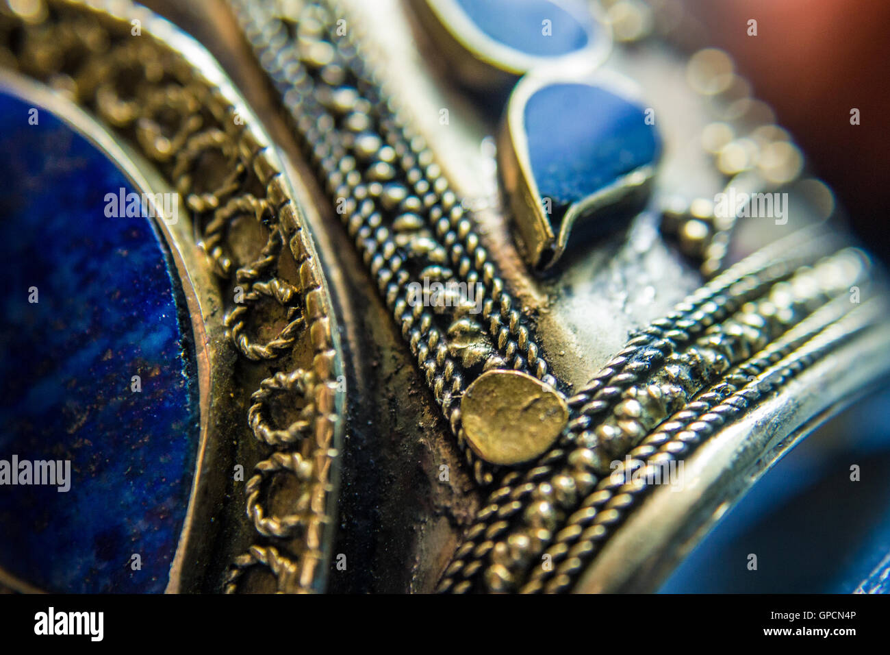 Lapis Lazulli Jewelry Cuff Stock Photo