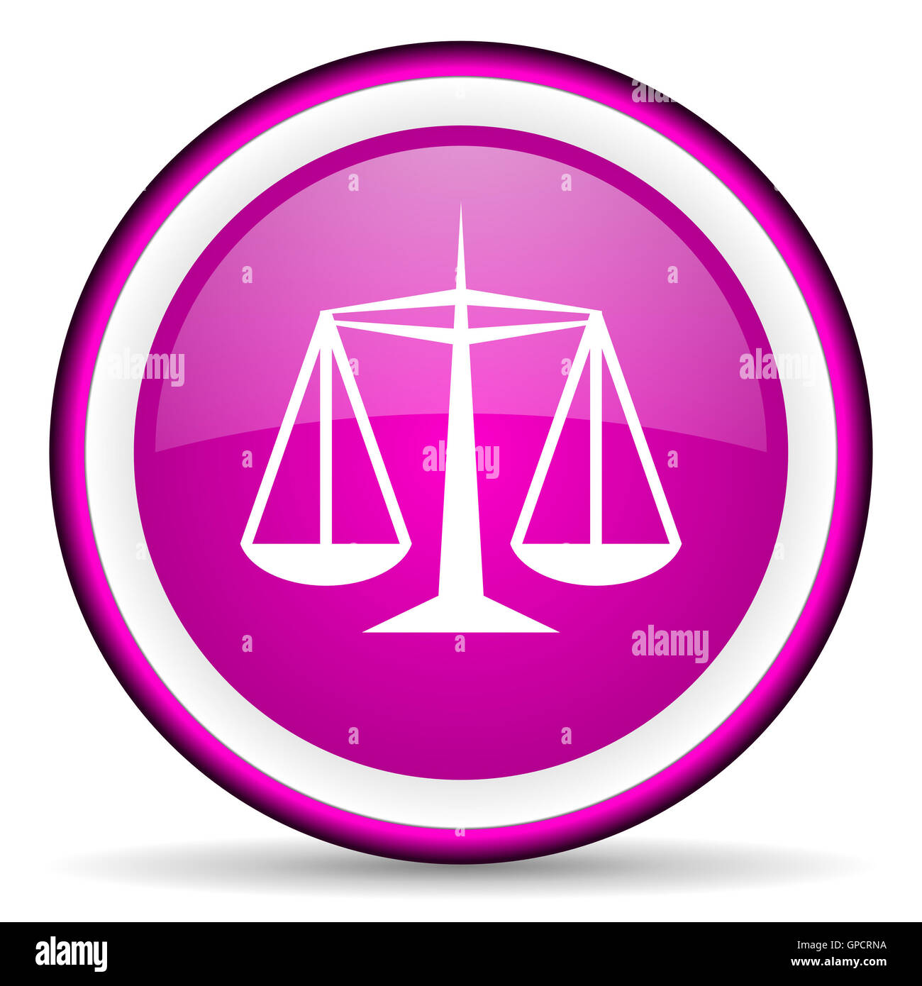 justice violet glossy icon on white background Stock Photo - Alamy