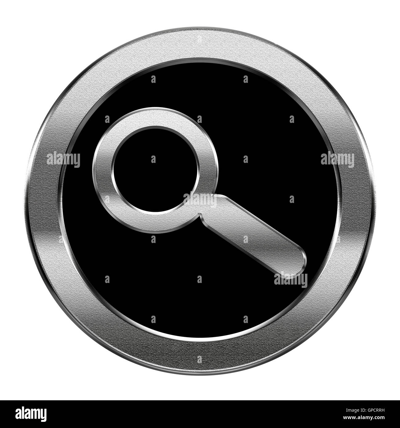 magnifier icon silver, isolated on white background Stock Photo - Alamy