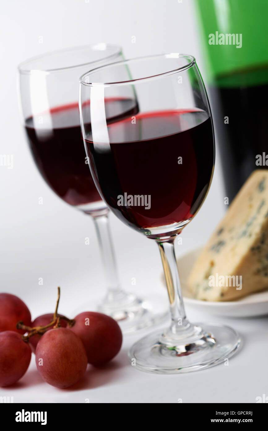 Cheese, grape and red wine Stock Photo Alamy