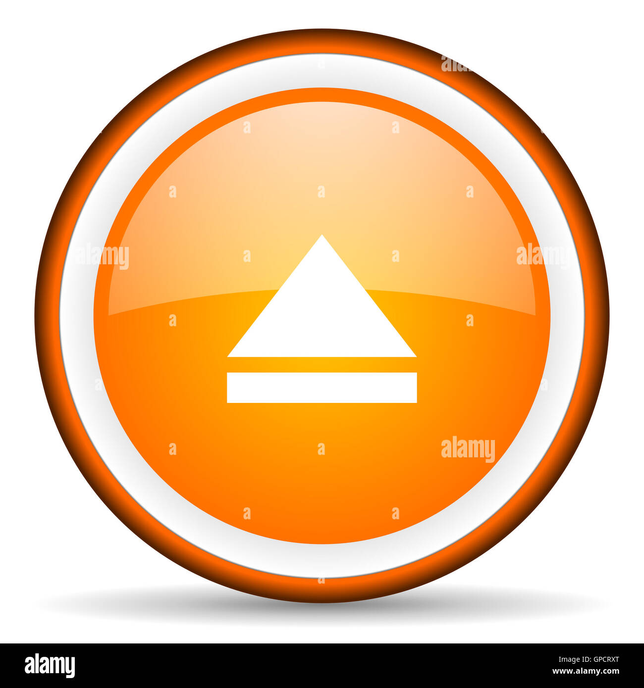 eject orange glossy circle icon on white background Stock Photo - Alamy