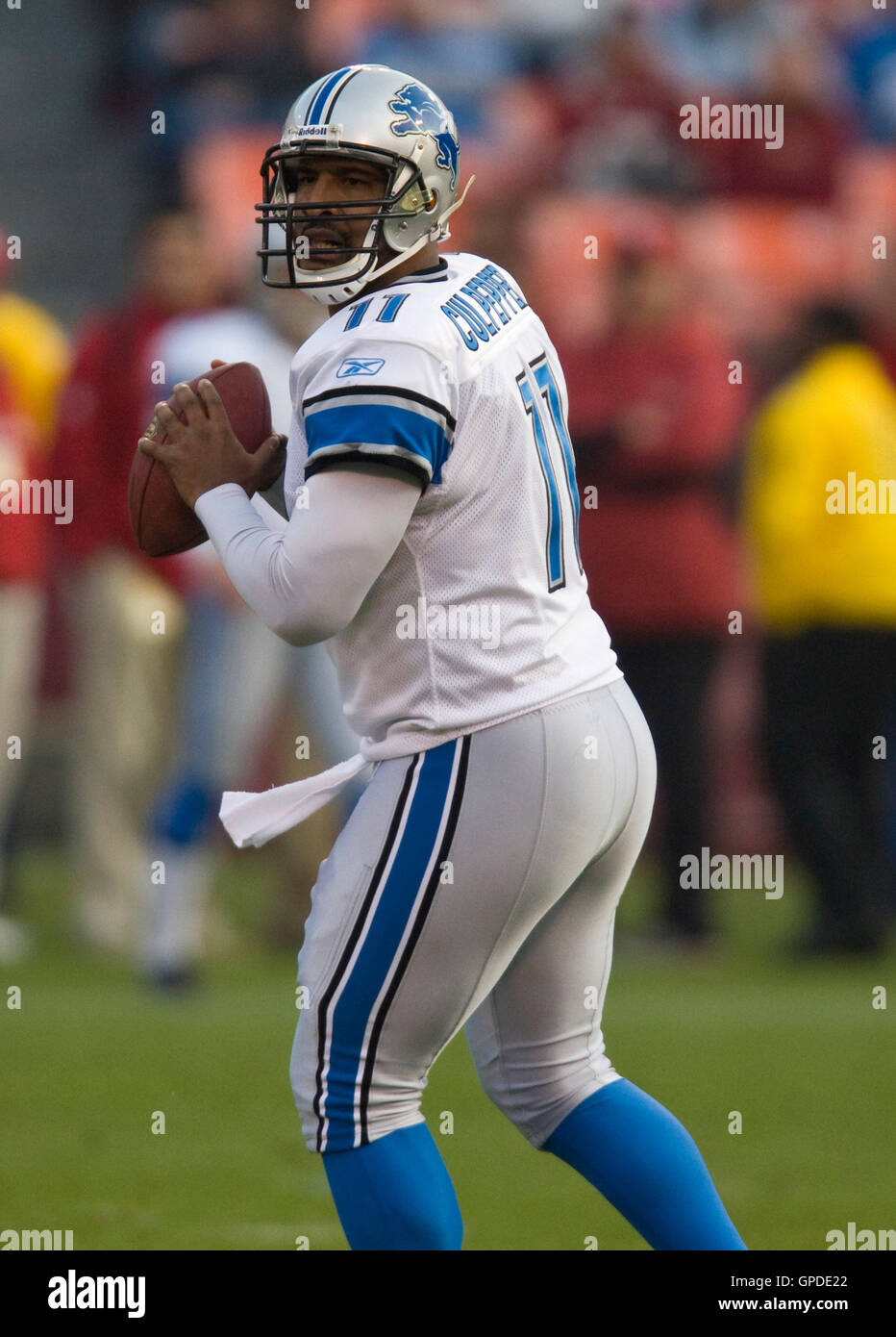 Detroit Lions quarterback Daunte Culpepper in an NFL football game between  the Minnesota Vikings and the Lions Sunday, Nov. 15, 2009 in Minneapolis.  (AP Photo/Jim Mone Stock Photo - Alamy