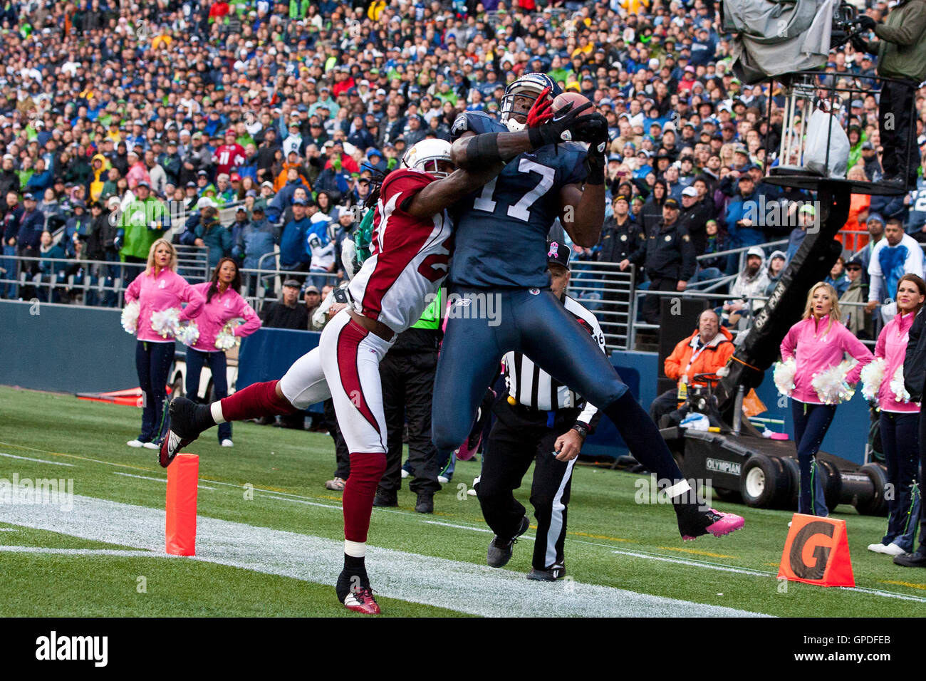 September 12, 2010; Seattle, WA, USA; Seattle Seahawks wide receiver Mike  Williams (17) during the first quarter against the San Francisco 49ers at  Qwest Field. Seattle defeated San Francisco 31-6 Stock Photo - Alamy