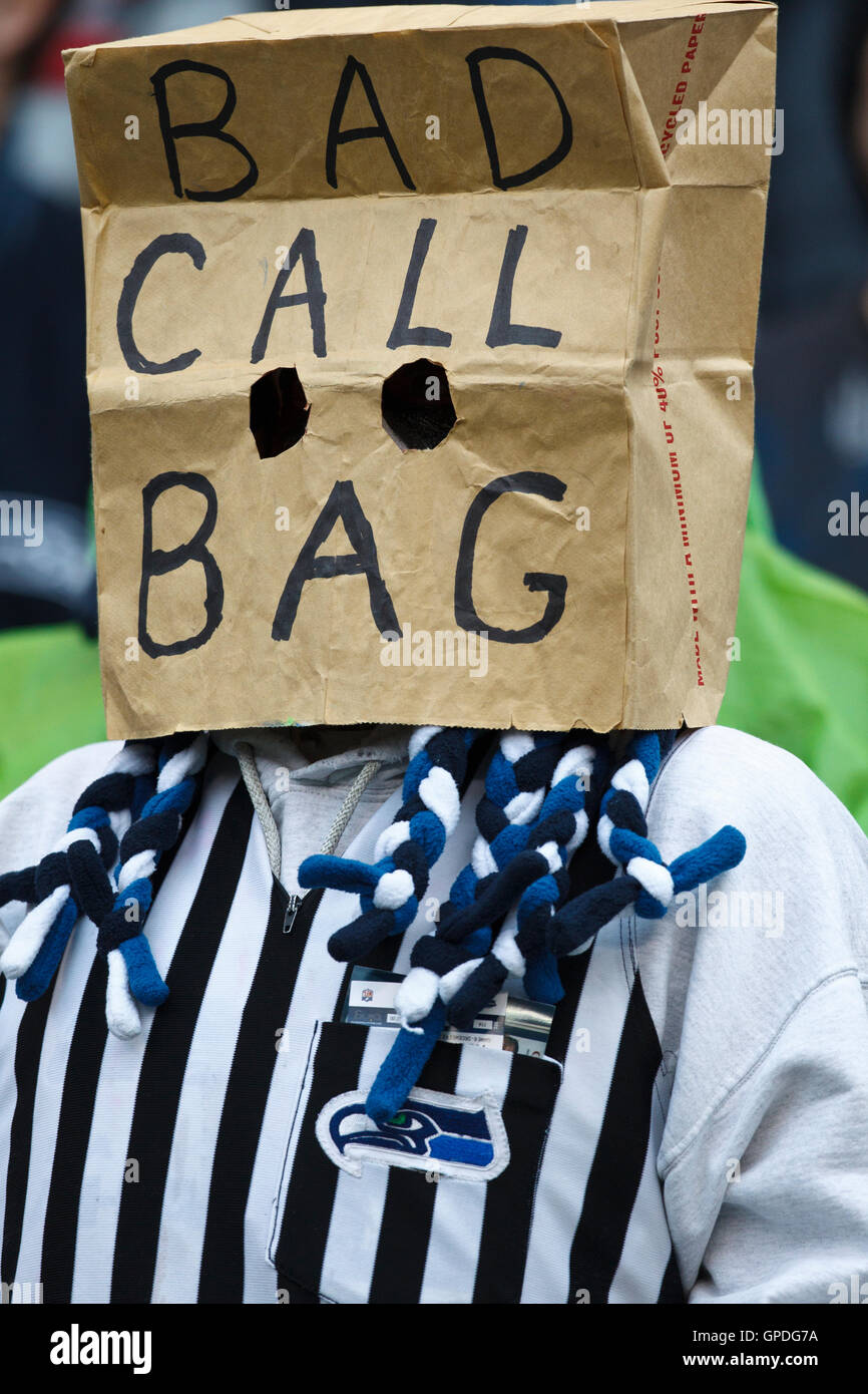 December 5, 2010; Seattle, WA, USA;  A Seattle Seahawks fan protests the officiating during the second quarter against the Carolina Panthers at Qwest Field. Stock Photo