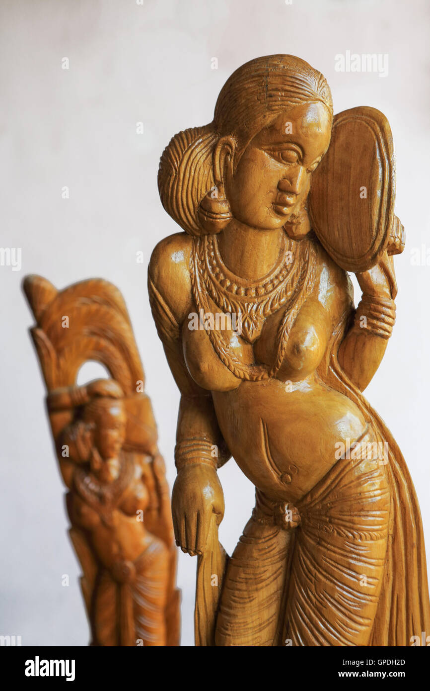 Wood carving statue, Jagdalpur, Bastar, Chhattisgarh, India, Asia Stock Photo