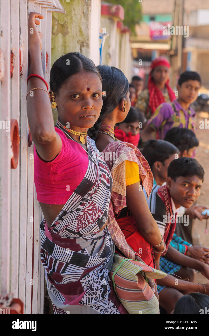 Muria tribe tribal woman at haat weekly bazaar, Jagdalpur, Bastar
