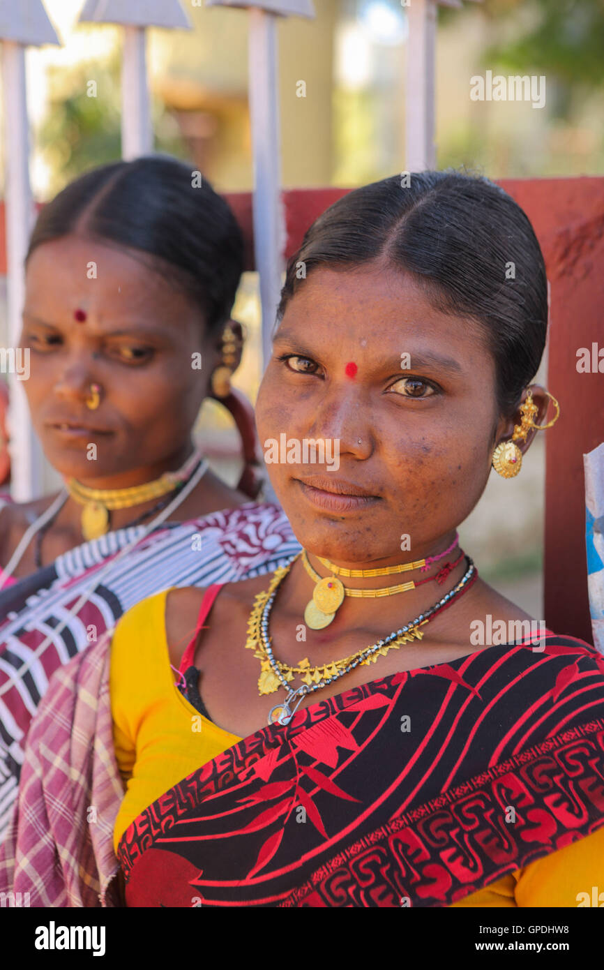Muria tribe tribal woman at haat weekly bazaar, Jagdalpur, Bastar
